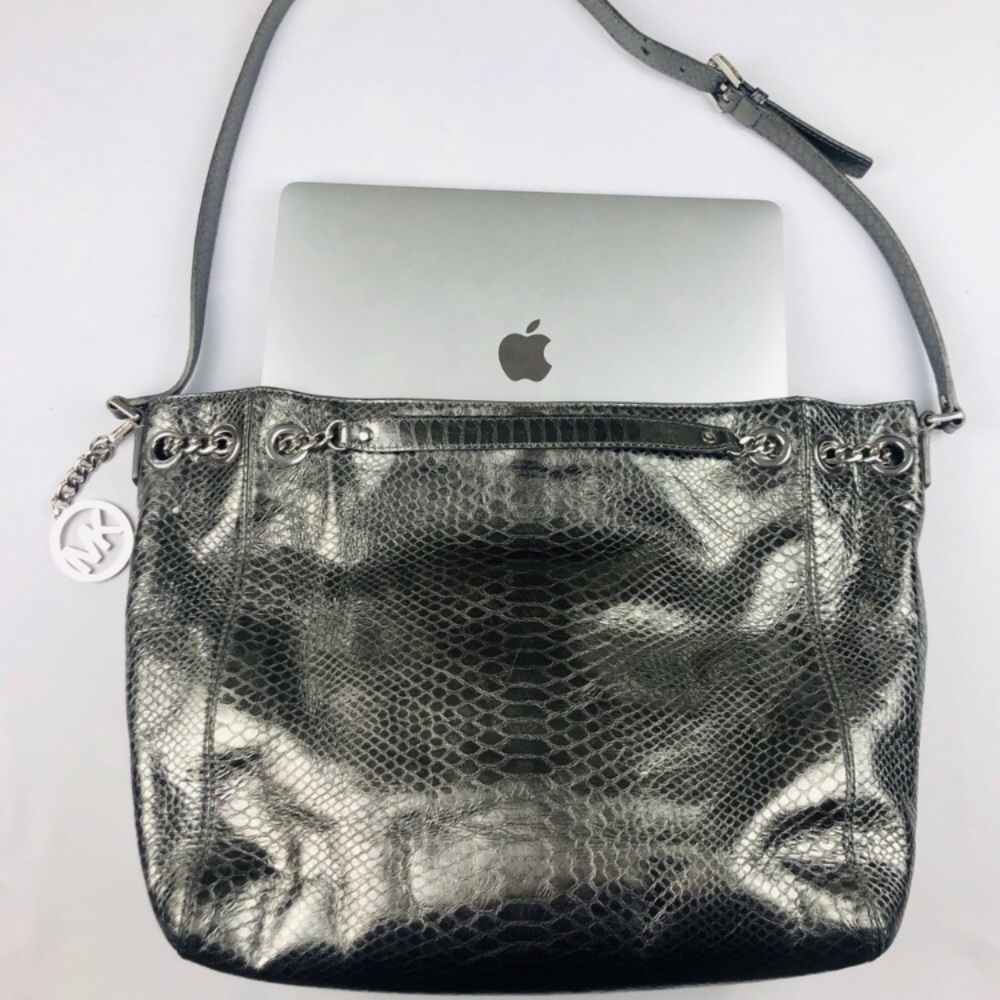 Michael Kors Large Silver snakeskin pattern purse